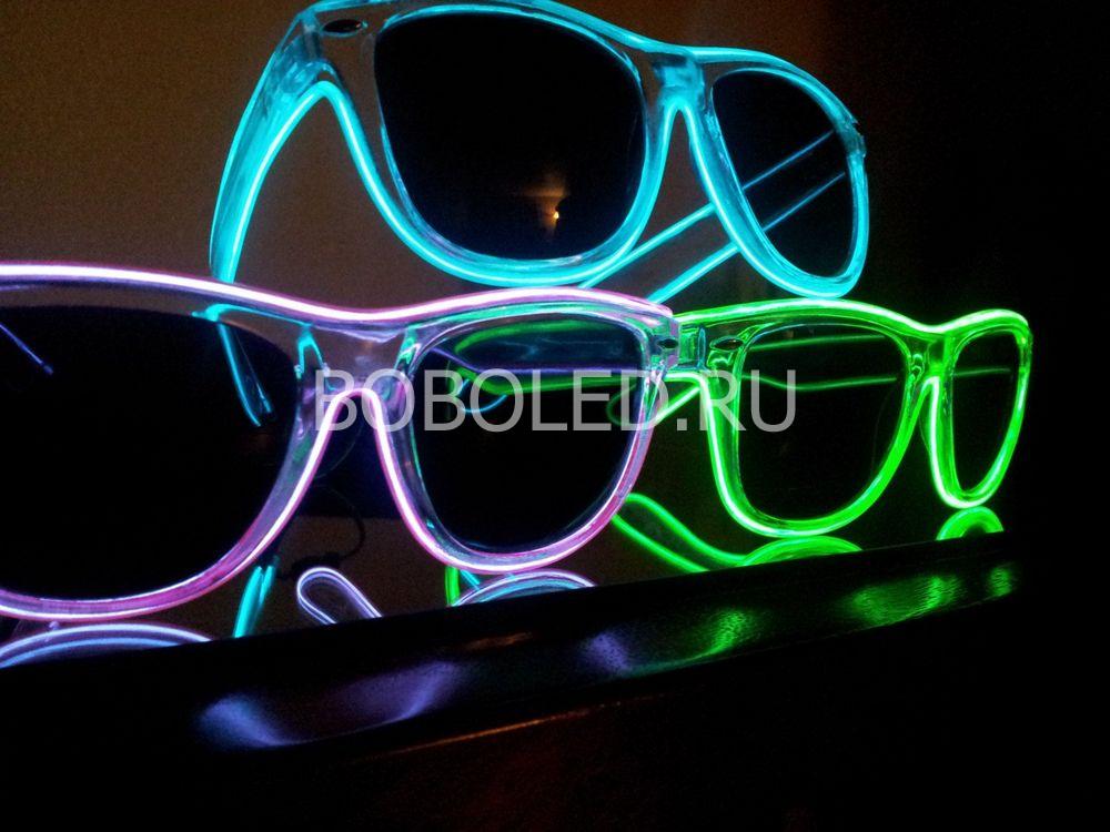 Неоновые LED очки с линзами "Rayban"