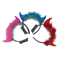 Ободок "Рожки Чëртика" с пушинками  оптом