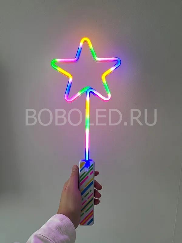 Неоновые палочки Звезда оптом Радужные